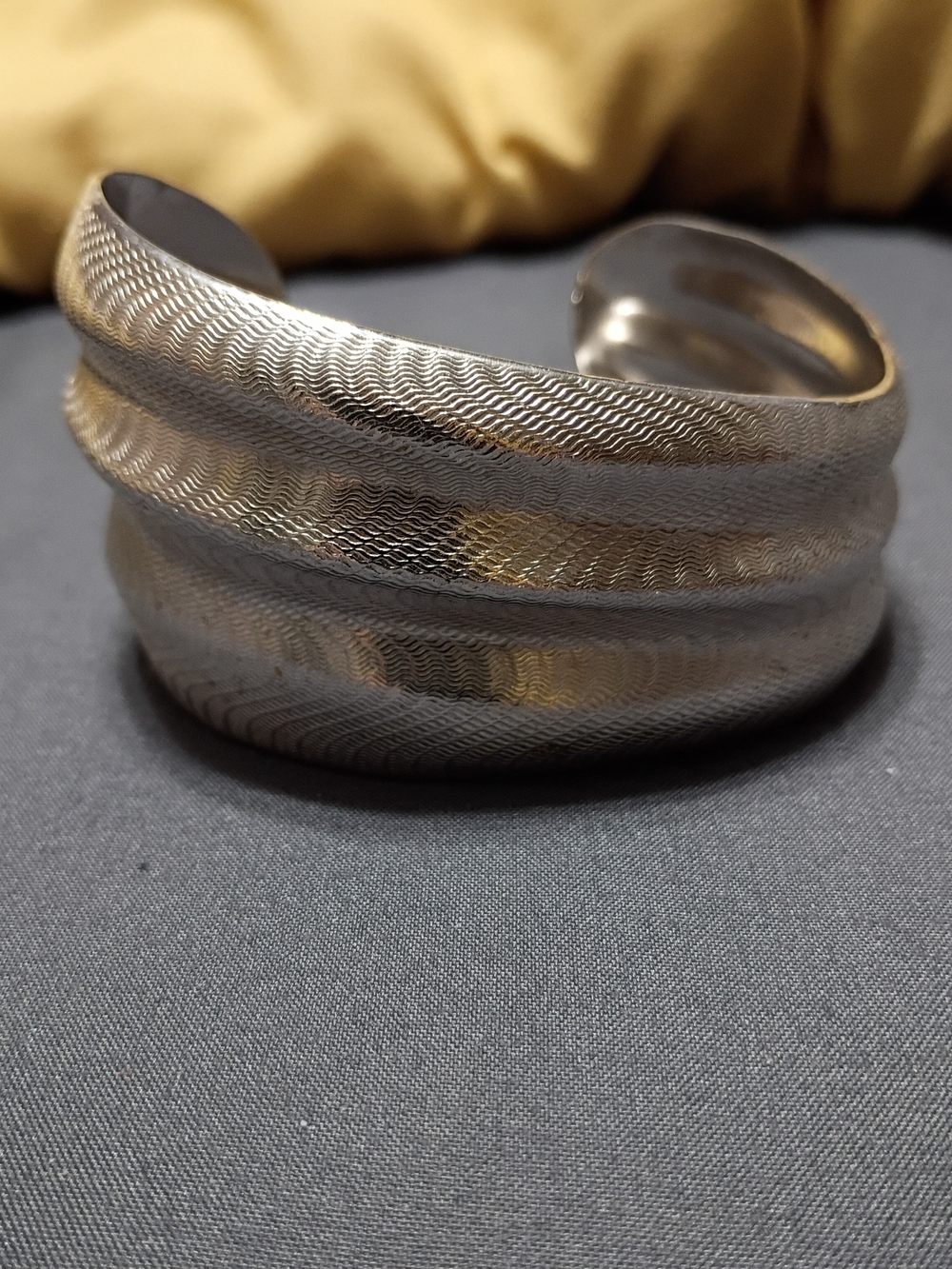 Silver Textured Wide Cuff Bracelet